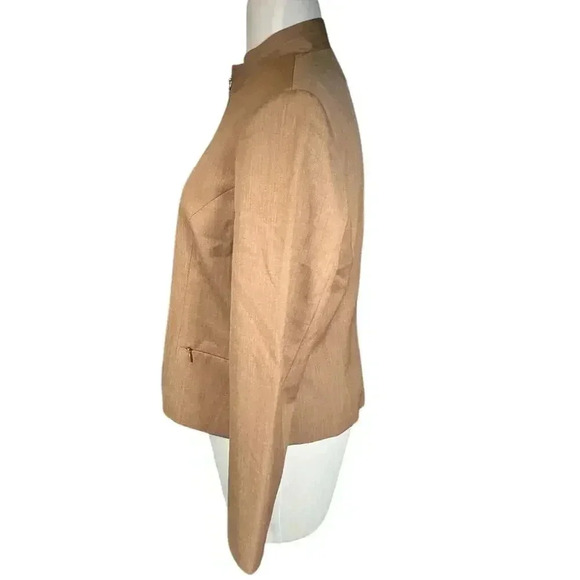 Vintage Pendleton 100% Virgin Wool Zip Blazer Size 10 Built in Shoulder Pads Tan - Picture 2 of 15